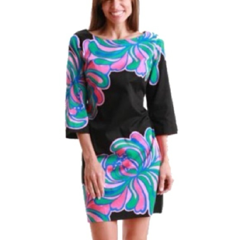 Lilly Pulitzer Shauna tunic dress 3/4 sleeve zip back size 6 cotton